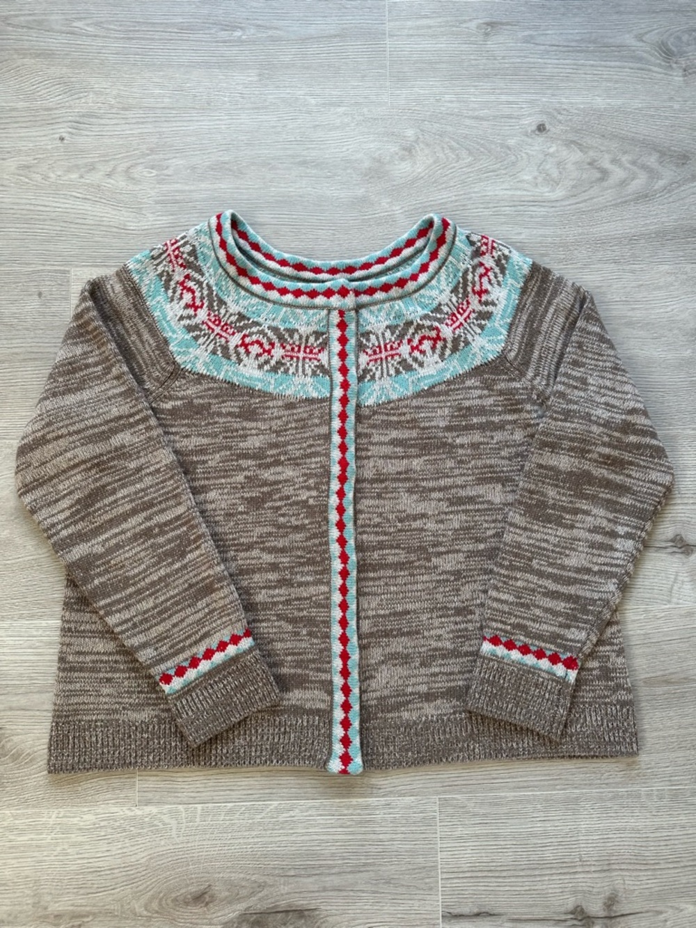 Sundance Fair Isle Cardigan Sweater Size L Wool Blend Cashmere Cozy Knit